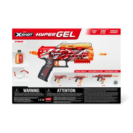 Игровой набор ZURU X-Shot HYPERGEL Стингер (бластер, 3000 снарядов-гранул, защитные очки) IT-36728