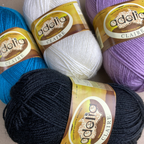 Пряжа ADELIA Claire 50% шерсть, 50% акрил 50 г 138 м ± 5 м