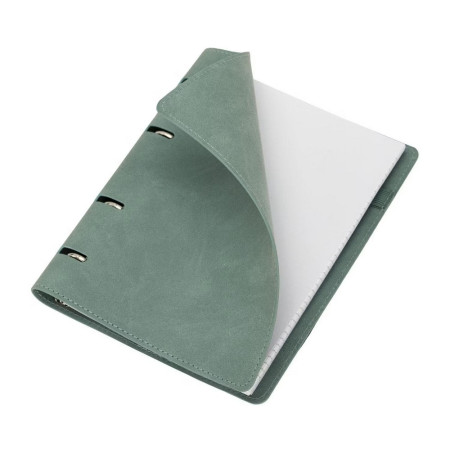 Тетрадь на кольцах 120л. А5 BRAUBERG "ELEGANT" экокожа, с резинкой, серо-зеленый S-405243