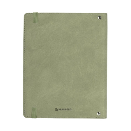 Тетрадь на кольцах 120л. А5 BRAUBERG "ELEGANT" экокожа, с резинкой, оливковый S-405244