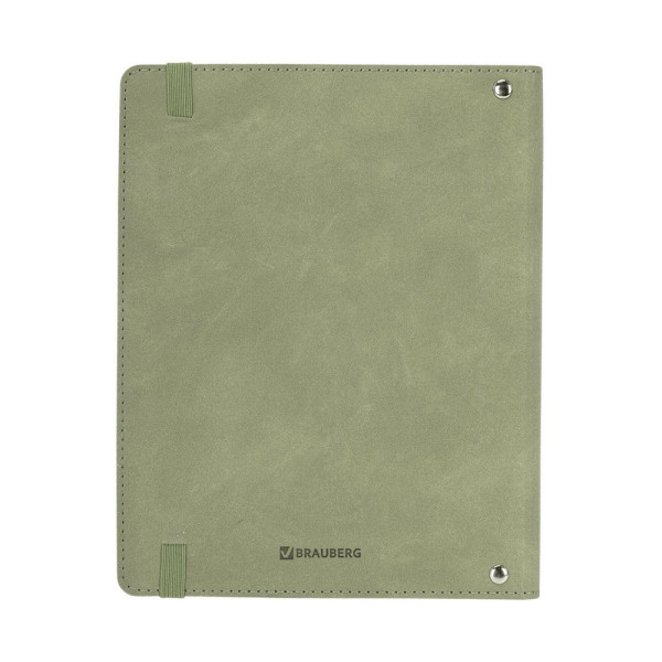 Тетрадь на кольцах 120л. А5 BRAUBERG "ELEGANT" экокожа, с резинкой, оливковый S-405244