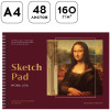 Альбом для рисования 48л. A4 Greenwich Line "Great painters. Da Vinci" 160 г/м2, на гребне, мат. ламинация, тисн. фольгой, перфорация, жест. подложка RE-PS48c-36871