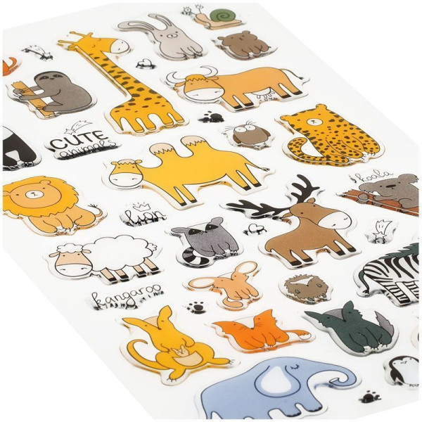 Наклейки гелевые MESHU "Cute animals" 10 x 22 см, 37 накл, инд. уп., европодвес RE-MS_42776
