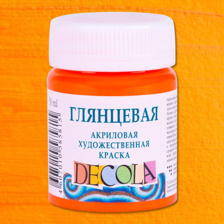 Краска акриловая DECOLA глянцевая, банка 50 мл, 315 Оранжевая NP-2928315