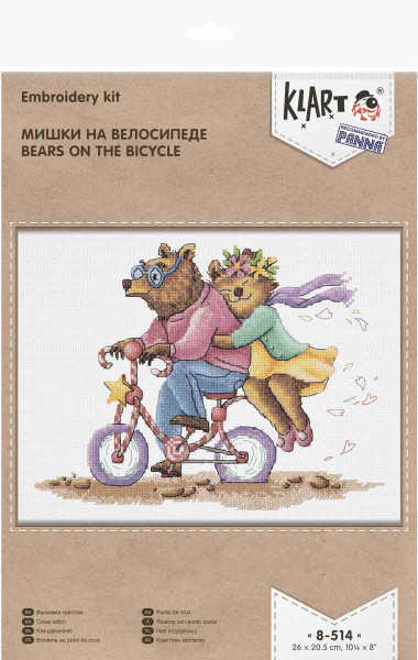 Набор для вышивания KLART "Мишки на велосипеде" 8-514