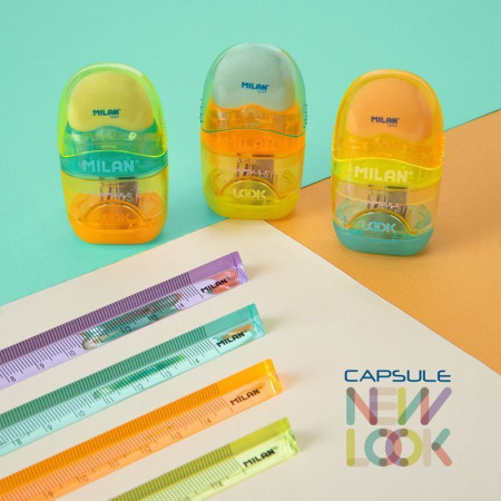 Ластик-точилка MILAN Capsule New Look, контейнер ассорти ML-4701116LK2