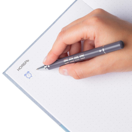 Блокнот для записей Стихия Bullet Journal 100 г/м2, 14 x 20 см, 80 л, жесткая обложка, серо-голубой NP-ST04055