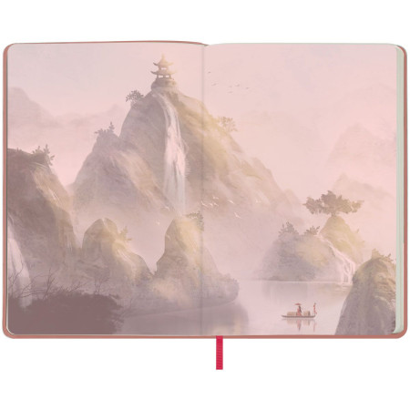 Записная книжка А5 80л. Greenwich Line "Sakura. Lonely mountain" ЛАЙТ, кожзам, с резинкой, тиснение фольгой, блок в линию RE-NA5_51396