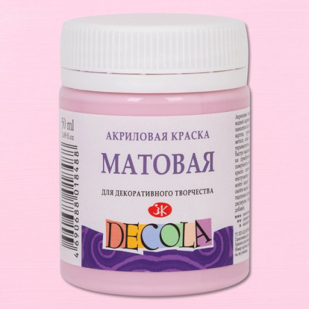 Краска акриловая DECOLA матовая, банка 50 мл, 370 Сакура NP-14328370