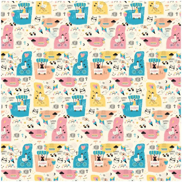 Упаковочная бумага глянцевая MESHU "Summer Party" 1л. 70 x 100 см 90 г/м2 RE-М100_41085