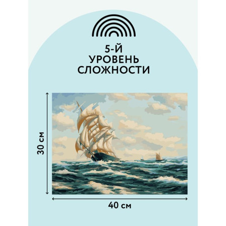Картина по номерам на холсте ТРИ СОВЫ "Море" 30 x 40 см, краски, кисть RE-КХ_44126