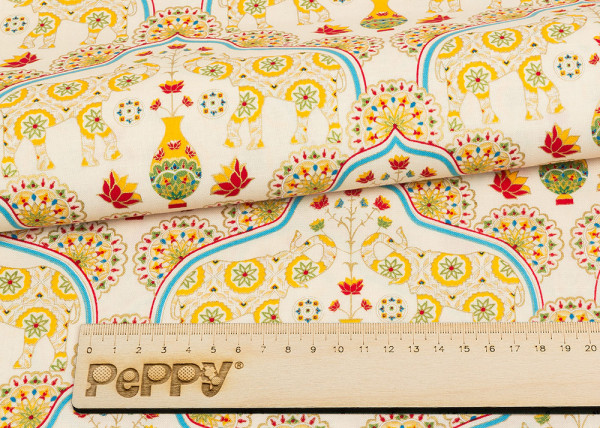 Ткань для пэчворка PEPPY ИНДИЙСКОЕ САРИ 50 x 55 см 146 ± 5 г/м2 100% хлопок ИС-09 кремовый
