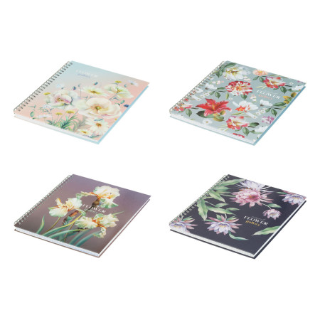 Тетрадь 80л. A5 клетка на гребне BG "Flower gallery" глянцевая ламинация, твердая обложка RE-ТТ5гр80_лг_12753