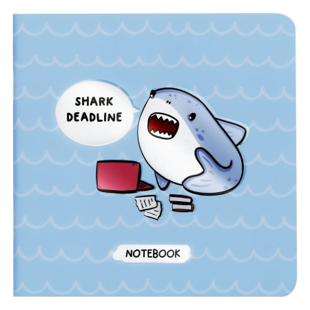 Записная книжка 170 x 170 мм 40л. MESHU "Shark deadline" 80 г/м2 на скрепке, soft-touch, выб. УФ-лак, без линовки RE-MS_53371