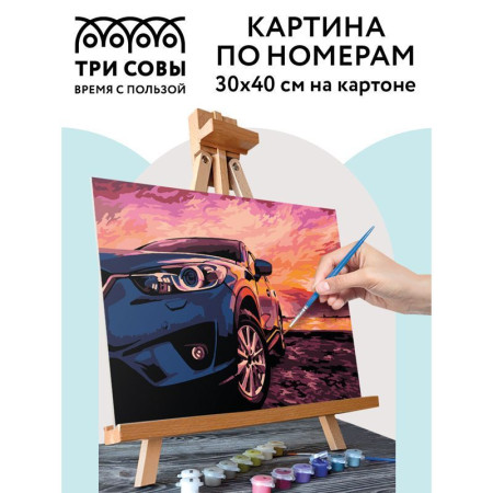Картина по номерам на картоне ТРИ СОВЫ "Дрифт на закате" 30 x 40 см, краски, кисть RE-КК_44055