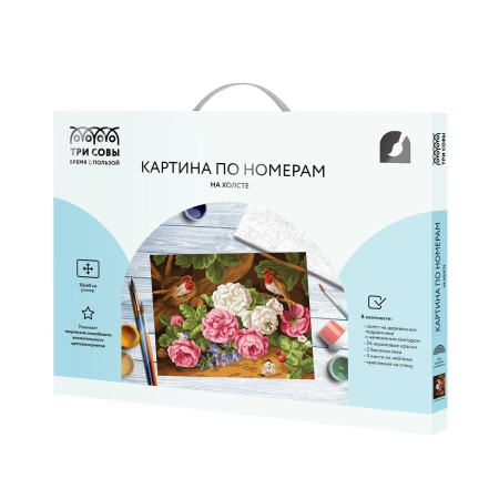 Картина по номерам на холсте ТРИ СОВЫ "Пышные розы" 30 x 40 см, краски, кисть RE-КХ3040_53837