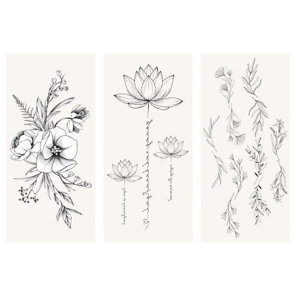 Наклейка-тату MESHU "Flowers" 9 x 19 см, инд. уп., европодвес RE-MS_65531