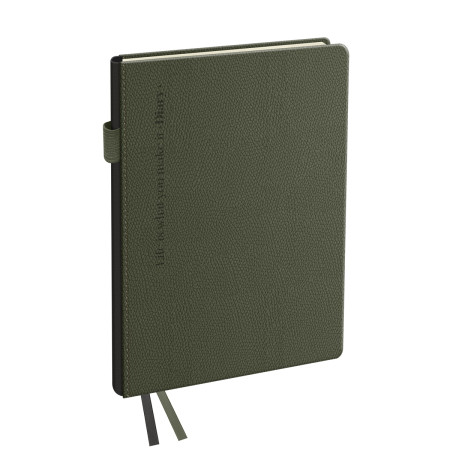 Ежедневник недатированный A6 136л. BG "Palm. Dark khaki" кожзам, твердый переплет, темно-зеленый RE-DuA6_61324