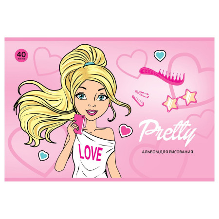 Альбом для рисования 40л. A4 BG "Pretty Girls" на скрепке RE-АР4ск40_10938