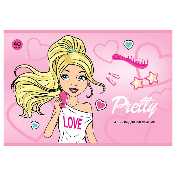 Альбом для рисования 40л. A4 BG "Pretty Girls" на скрепке RE-АР4ск40_10938