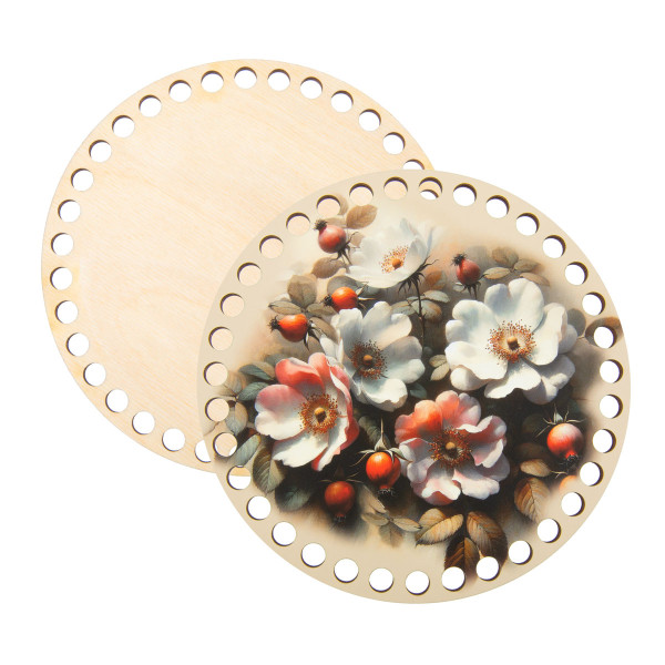 Набор донышек для вязания Love2art "Матовый" d 15 х 0.4 см 2 шт фанера 03 Цветущий шиповник ДВ-02-03
