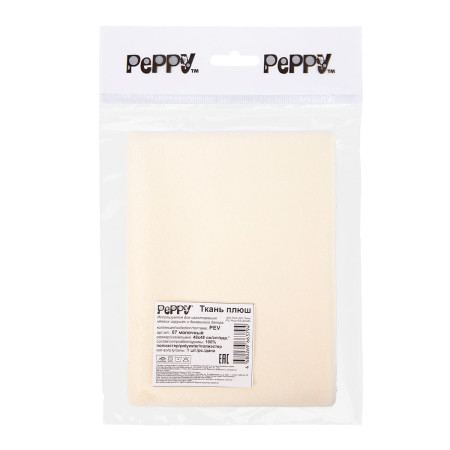 Ткань для игрушек PEPPY Плюш PEV 48 x 48 см 273 ± 5 г/м2 100% полиэстер 07 молочный/ivory PEV-07