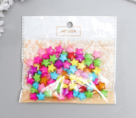 Бусины для творчества пластик "Звёздочки цветные" набор 100 шт 1.1 х 1.1 см SIM-3775404