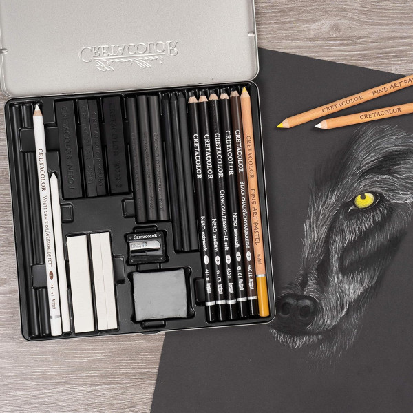 Набор для рисунков CRETACOLOR Wolf 25 предметов, мет.пенал CR91400-2602