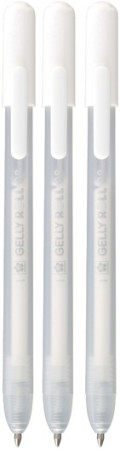 Ручка гелевая SAKURA Gelly Roll Stardust, набор 3 шт, белый, средний наконечник 0.8 мм, выдвижной корпус RTPXGBRAWH3A