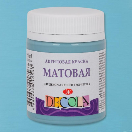 Краска акриловая DECOLA матовая, банка 50 мл, 536 Серо-голубая NP-14328536