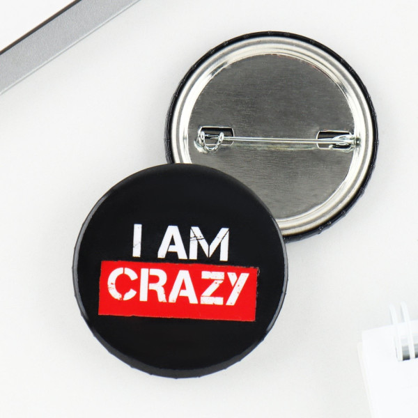Значок закатной "Crazy" 38 мм SIM-9487670