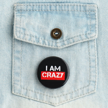 Значок закатной "Crazy" 38 мм SIM-9487670