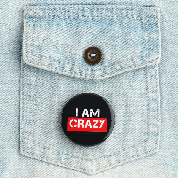 Значок закатной "Crazy" 38 мм SIM-9487670