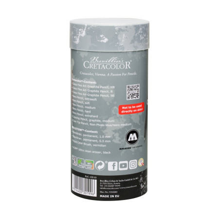 Набор для скетчинга CRETACOLOR Tattoo 14 предметов, мет.упаковка CR40083