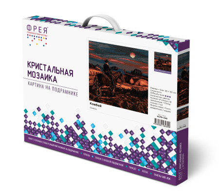 Кристальная (алмазная) мозаика ФРЕЯ на подрамнике "Ковбой" 30 х 30 см ALPD-246