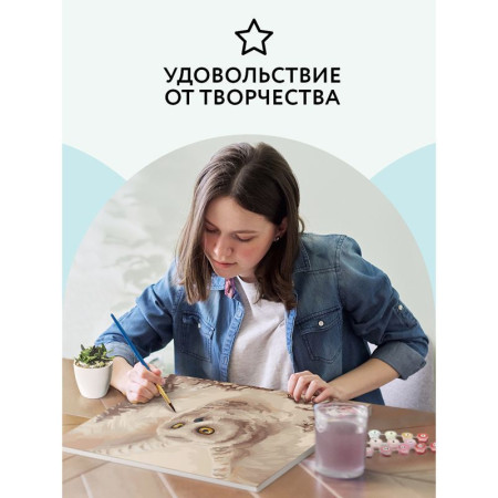 Картина по номерам на холсте ТРИ СОВЫ "Полярная сова" 40 x 50 см, краски, кисть RE-КХ_44165