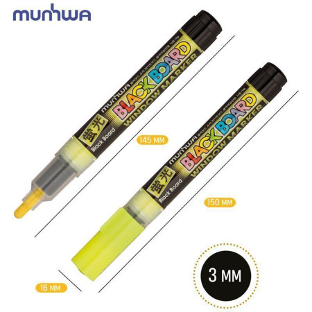 Маркер меловой MunHwa "Black Board Marker" 3 мм, водная основа, желтый RE-BM-08