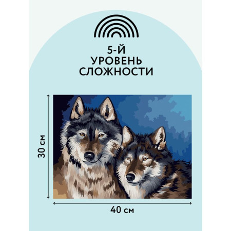 Картина по номерам на холсте ТРИ СОВЫ "Волки" 30 x 40 см, краски, кисть RE-КХ_44091