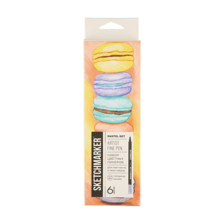 Набор цветных линеров SKETCHMARKER Artist fine pen Pastel 6 цв, в картонной упаковке MPSMFP-6set1