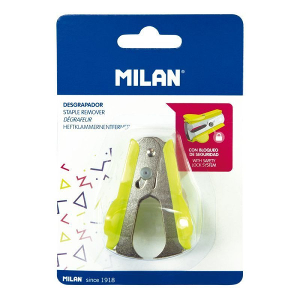Антистеплер MILAN с фиксатором, желтый, блистер ML-19007Y