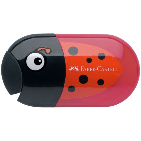 Точилка пластиковая с ластиком Faber-Castell "Animals" 2 отверстия, контейнер, ассорти RE-183522