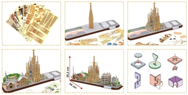 3D пазл CubicFun Серия "CityLine" Барселона, 186 деталей UT-MC256h
