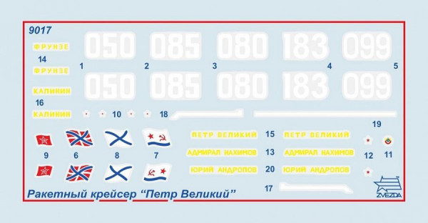 Сборная модель: Рссийский атомный ракетный крейсер Петр Великий, З-9017