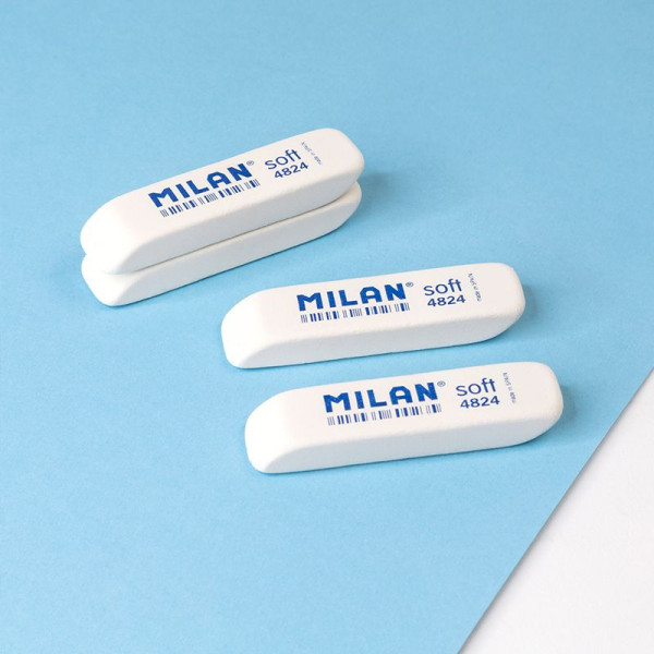 Ластик прямоугольный MILAN "4824", 74 x 20 x 10 мм, белый, скошенный, синт., мягкий ML-CNM4824