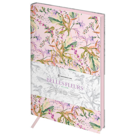 Ежедневник недатированный A5 136л. Greenwich Line "Belles Fleurs. Willow" кожзам, тон. блок, цветной срез RE-ENA5_53256