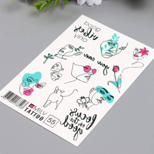 Татуировка на тело "Лица" 10 x 15 см SIM-7064900