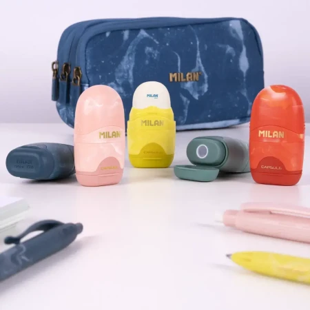 Ластик-точилка MILAN "CAPSULE Lava", с контейнером, ассорти ML-4701116LV