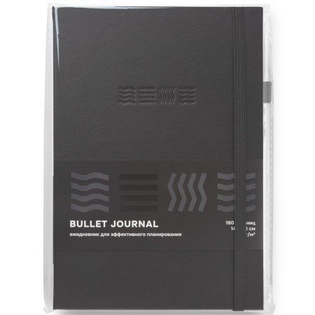 Блокнот для записей Стихия Bullet Journal 100 г/м2, 14 x 20 см, 80 л, жесткая обложка, черный NP-ST04053