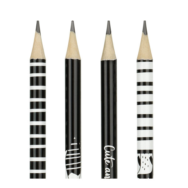 Карандаш ч/г MESHU "Black&white" HB заточенный, с печатью, с ластиком, ассорти RE-MS_47220