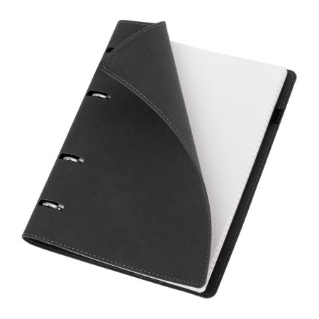 Тетрадь на кольцах 120л. А5 BRAUBERG "ELEGANT" экокожа, с резинкой, черный S-405240